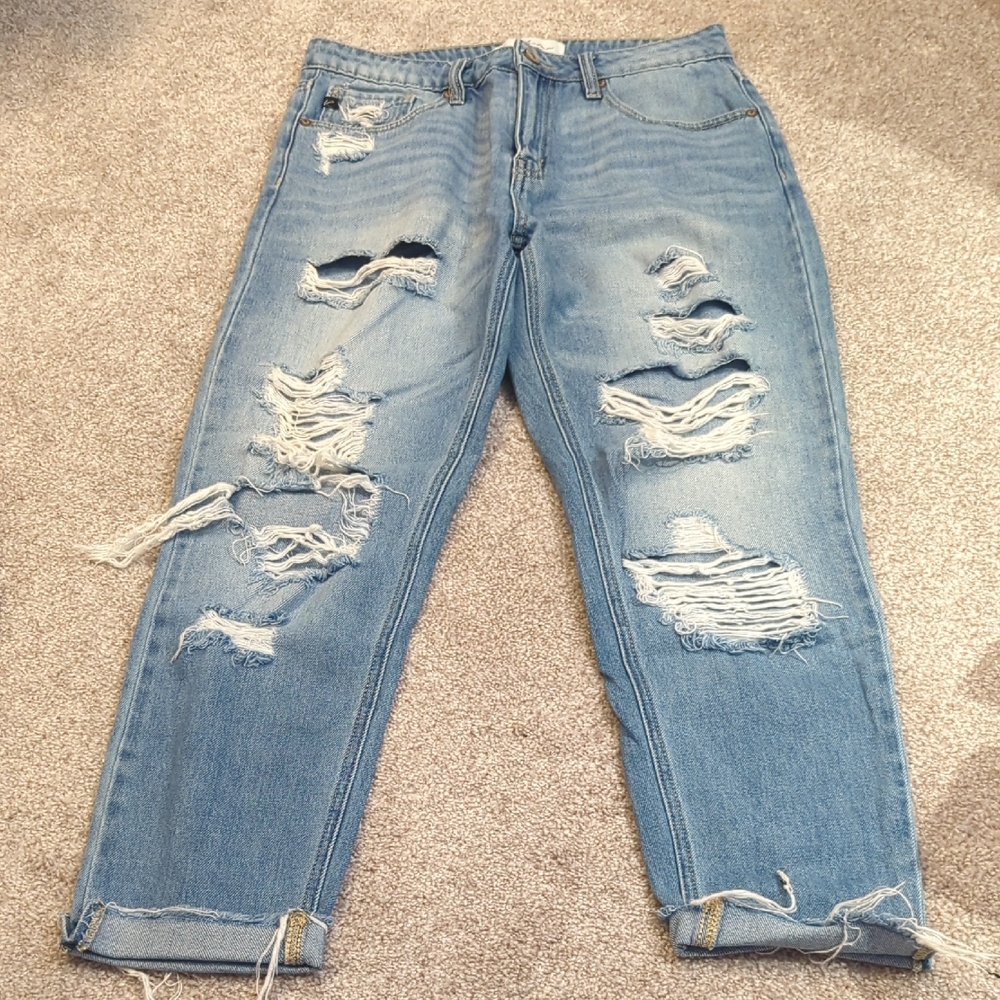 Distressed Blue Denim Jeans